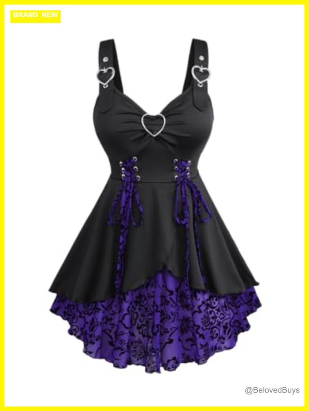 Plus Size Gothic Sleeveless Wrap Tank Top Lace-Up Swing Hem